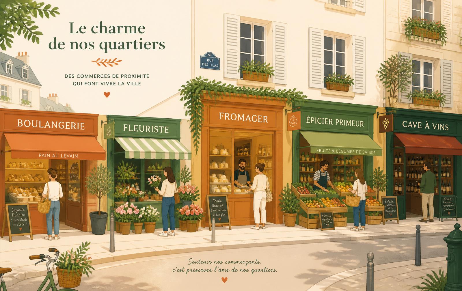 Illustration des commerces de proximité L'Étalage